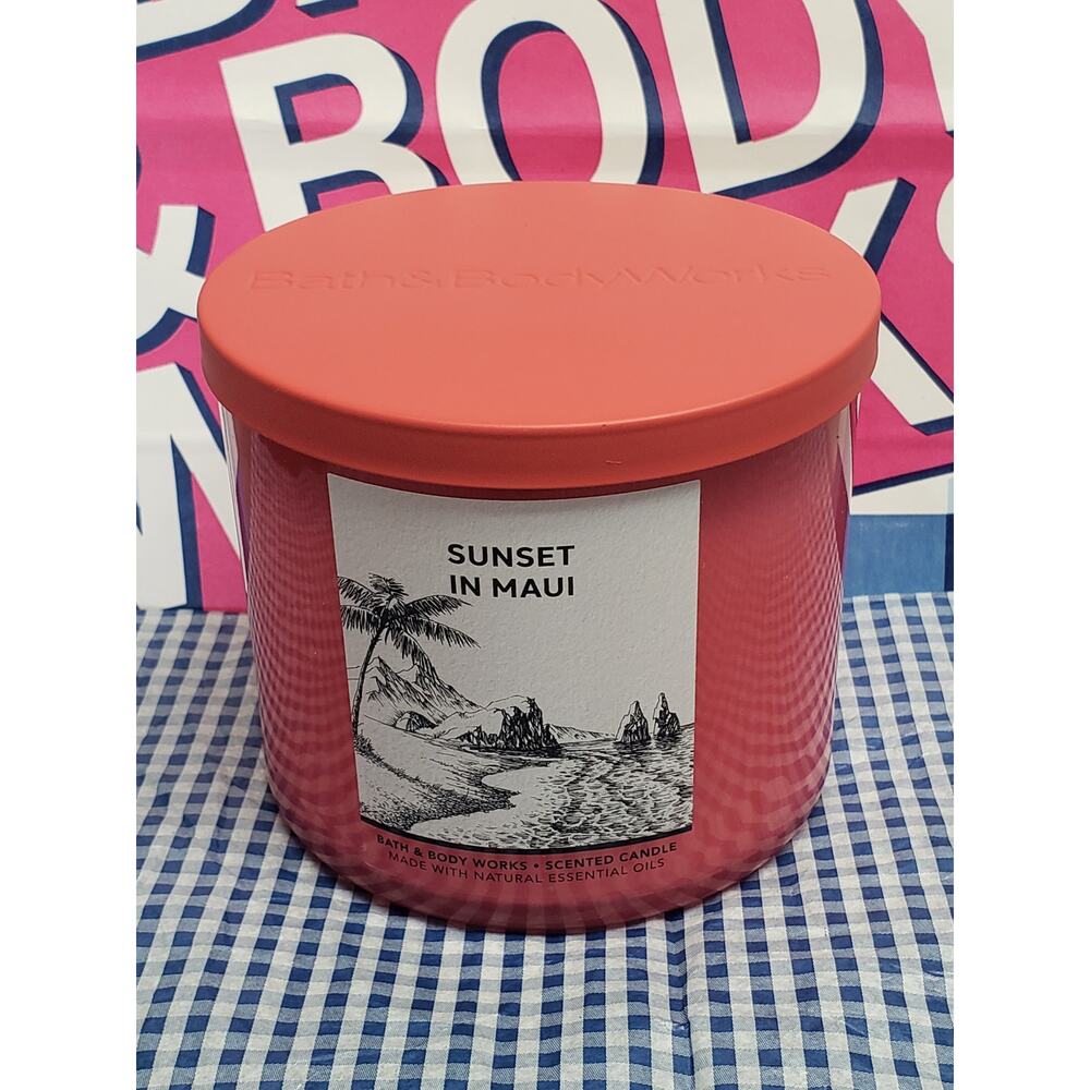 BBW Sunset In Maui Large 3 Wick Candle Home Fragrance Decor